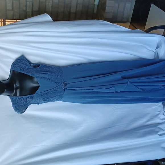 NWT EverPretty Blue Lace Top Cap Sleeves Ball Gown Dress, MOB, MOG - Picture 1 of 7